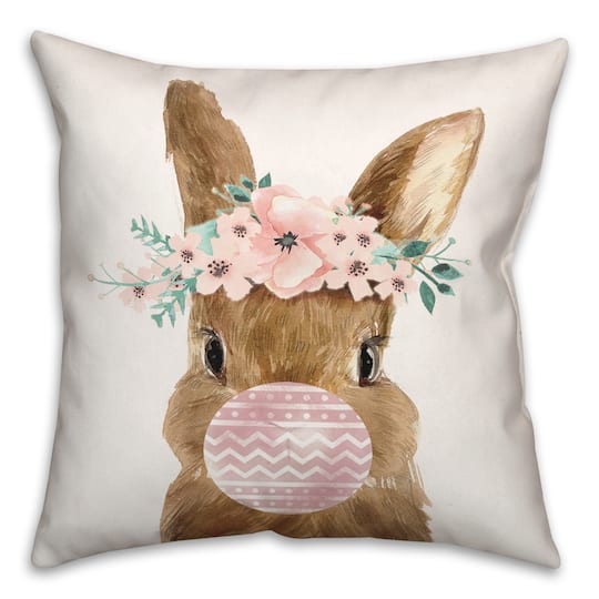 Easter Bunny Bubblegum 18" x 18" Throw Pillow